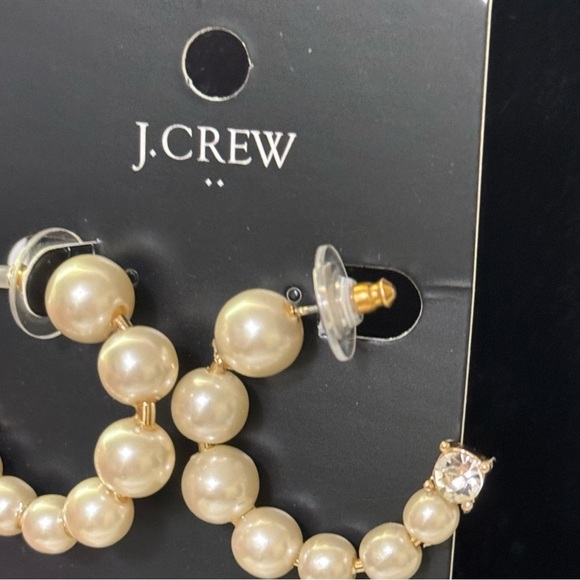 NWT J. Crew Pearl Hoop Earrings for Pieced Ears Goldtone Style AU355 - Picture 3 of 6